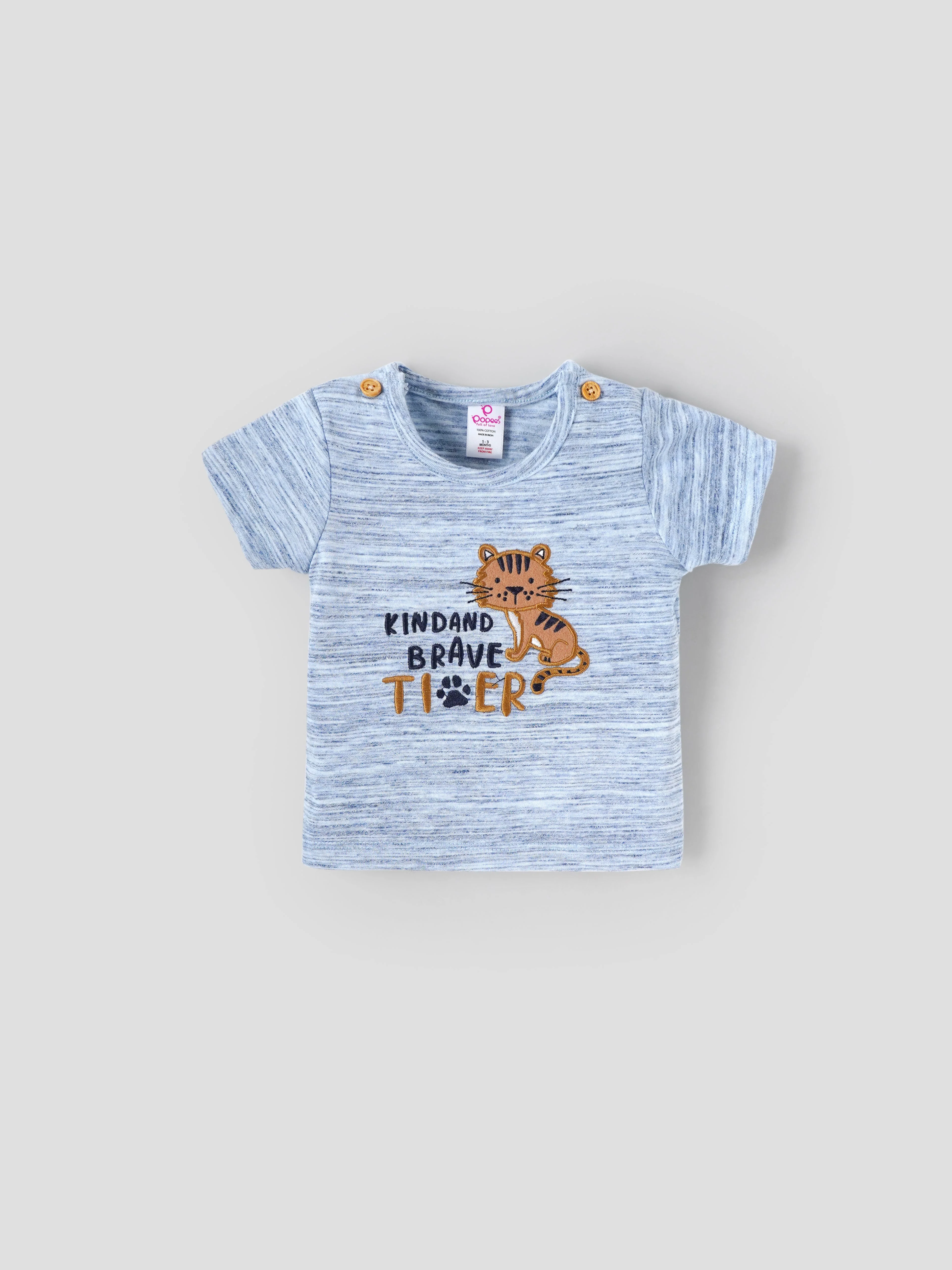 Popees Skin-friendly & Comfy Printed T-Shirt (0-9 Months)for Baby Boys