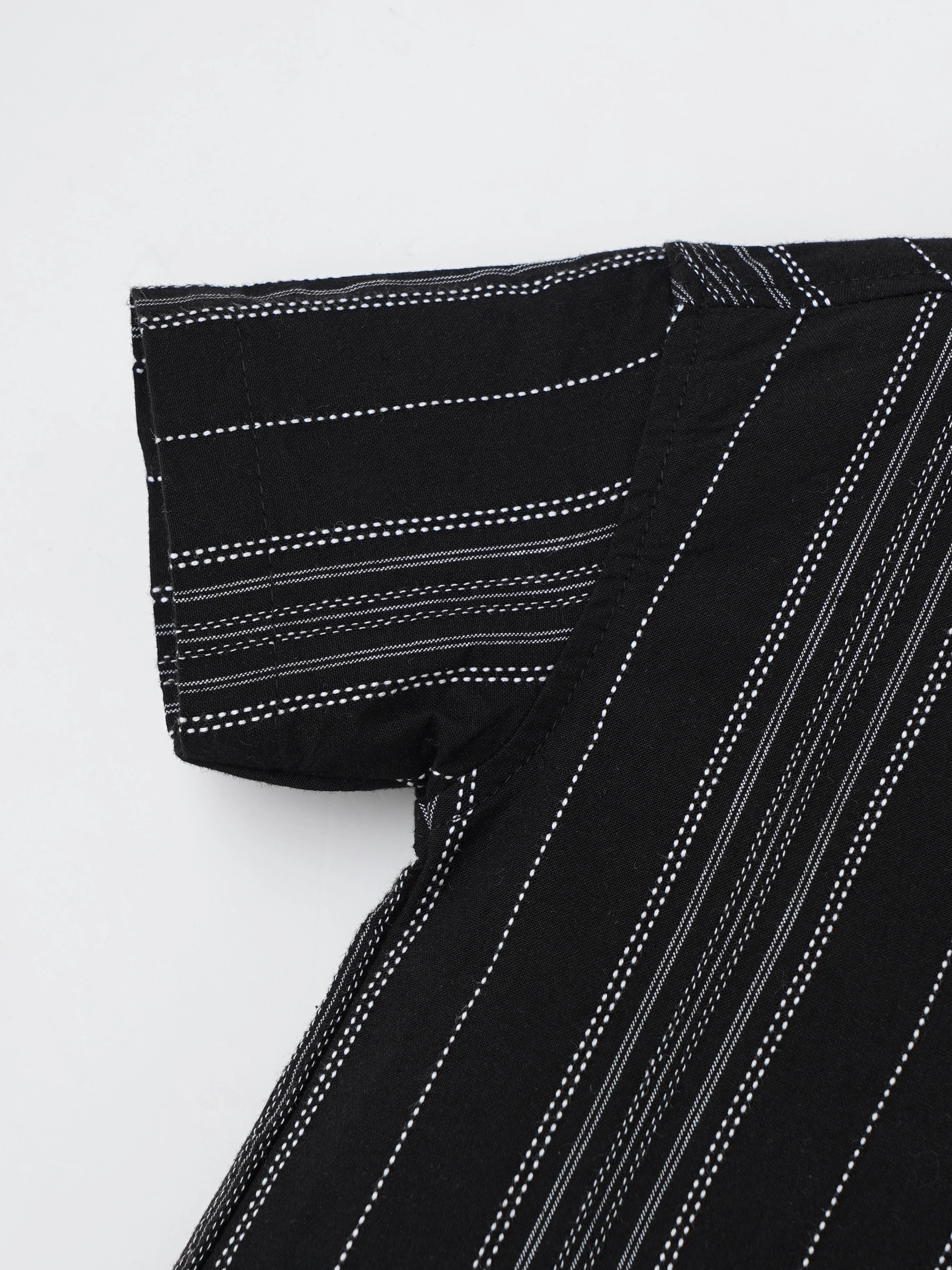 Popees Modern Black Striped Shirt Fashionable & Comfortable (3–36 Months) for Baby Boys - Image 3