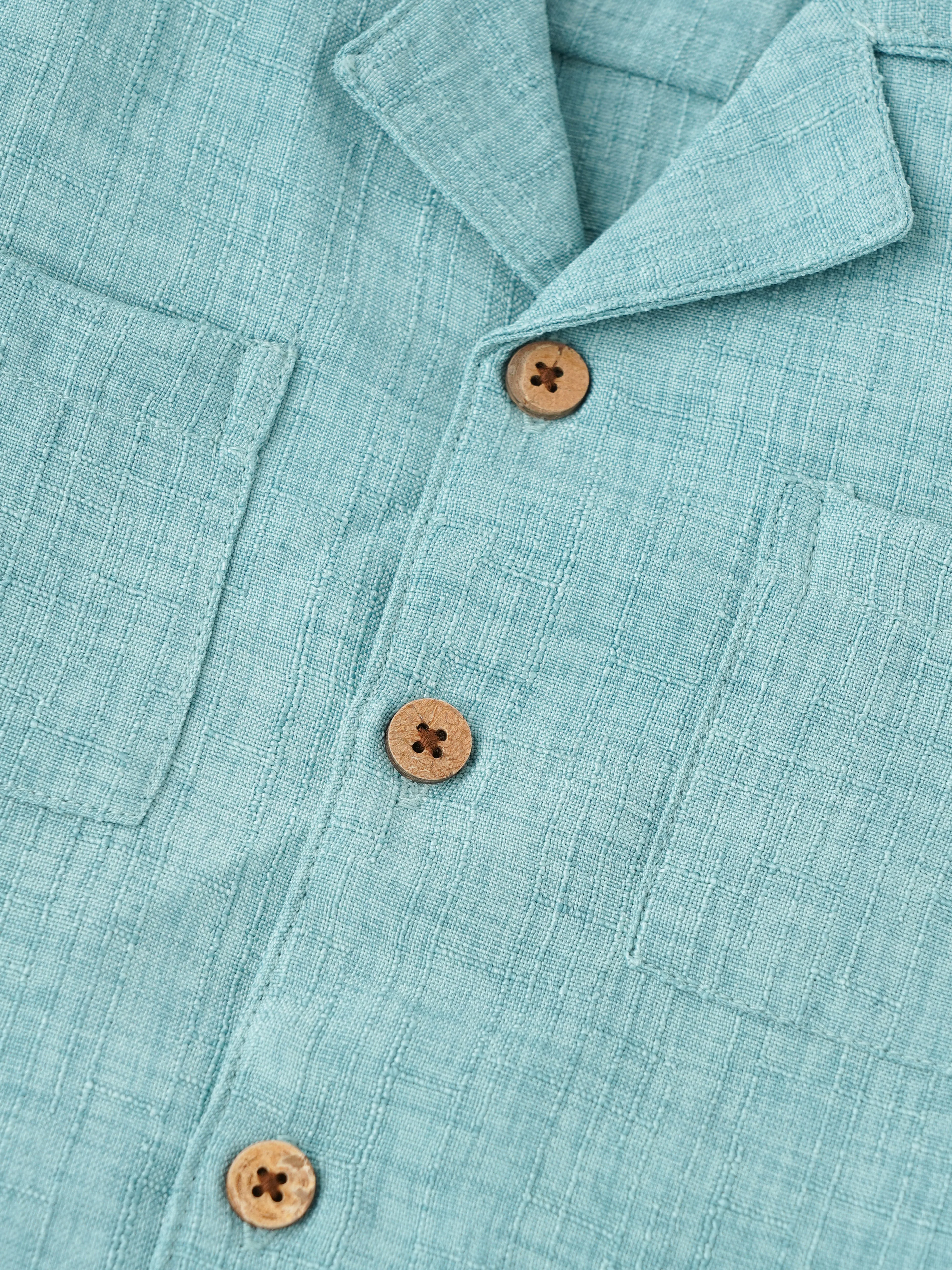 Popees Stylish Summer Shirt Cotton-Linen Feel with Wooden Buttons (1-6 Years)for Baby Boys - Image 3