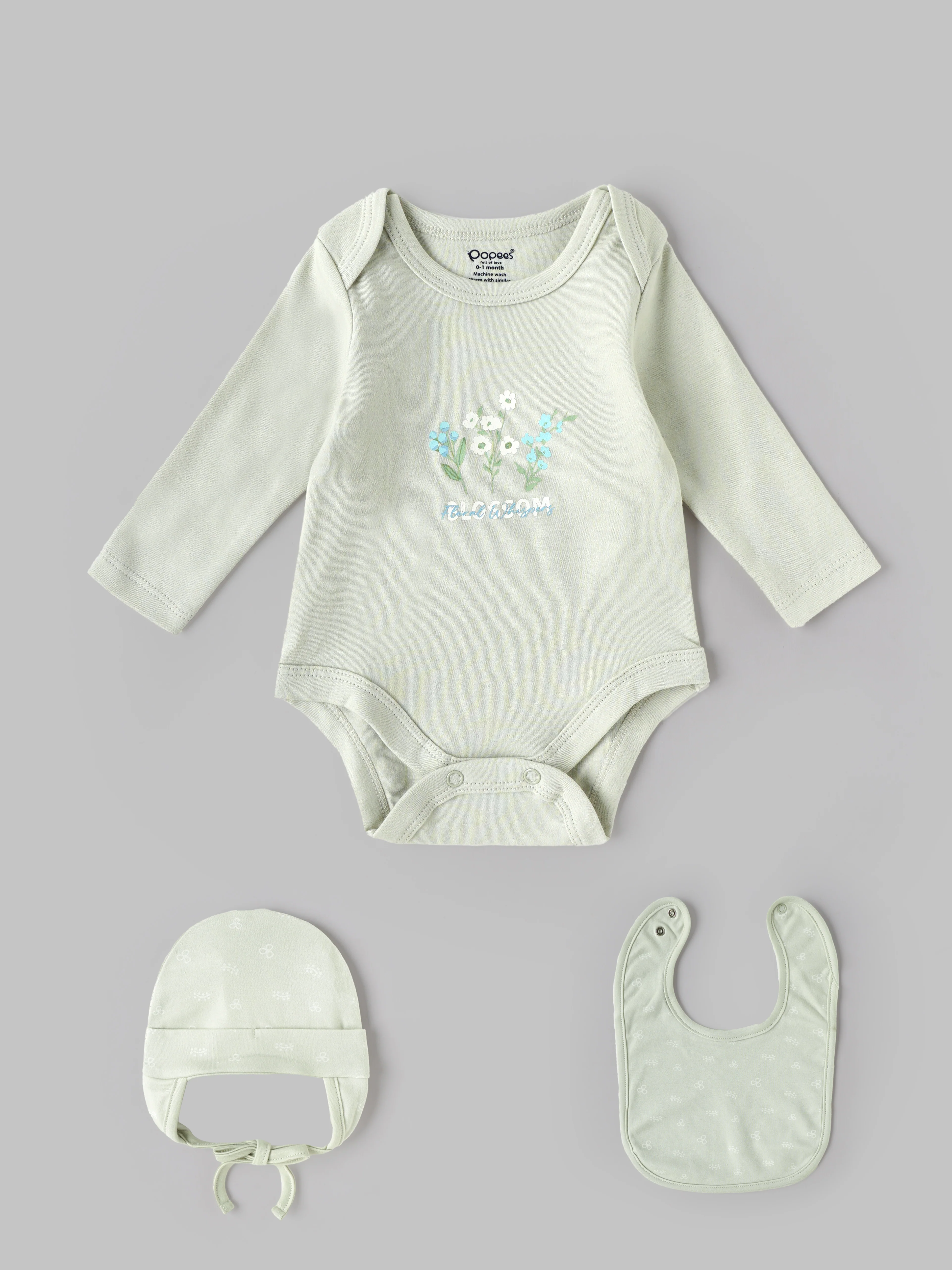 Popees Unisex Newborn Baby Gift Box Set | 8-Piece Premium Cotton Baby Essentials Hamper with Romper, Bodysuit, Blanket & Accessories | 0–6 Months - Image 3