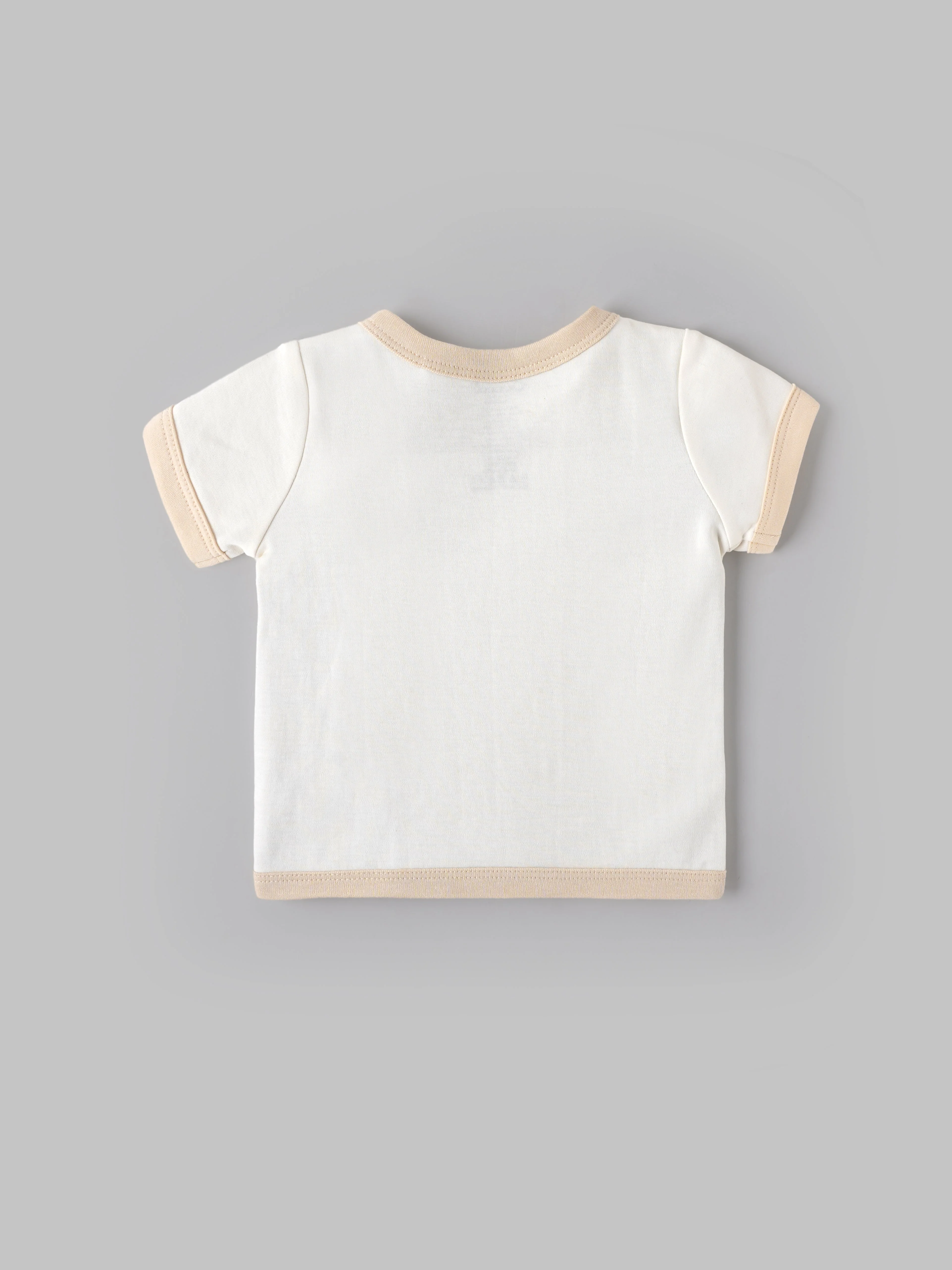 Popees Infant Unisex Short Sleeve Wrap Top| Off-White| Tiny Baby, 0-9 Months - Image 2