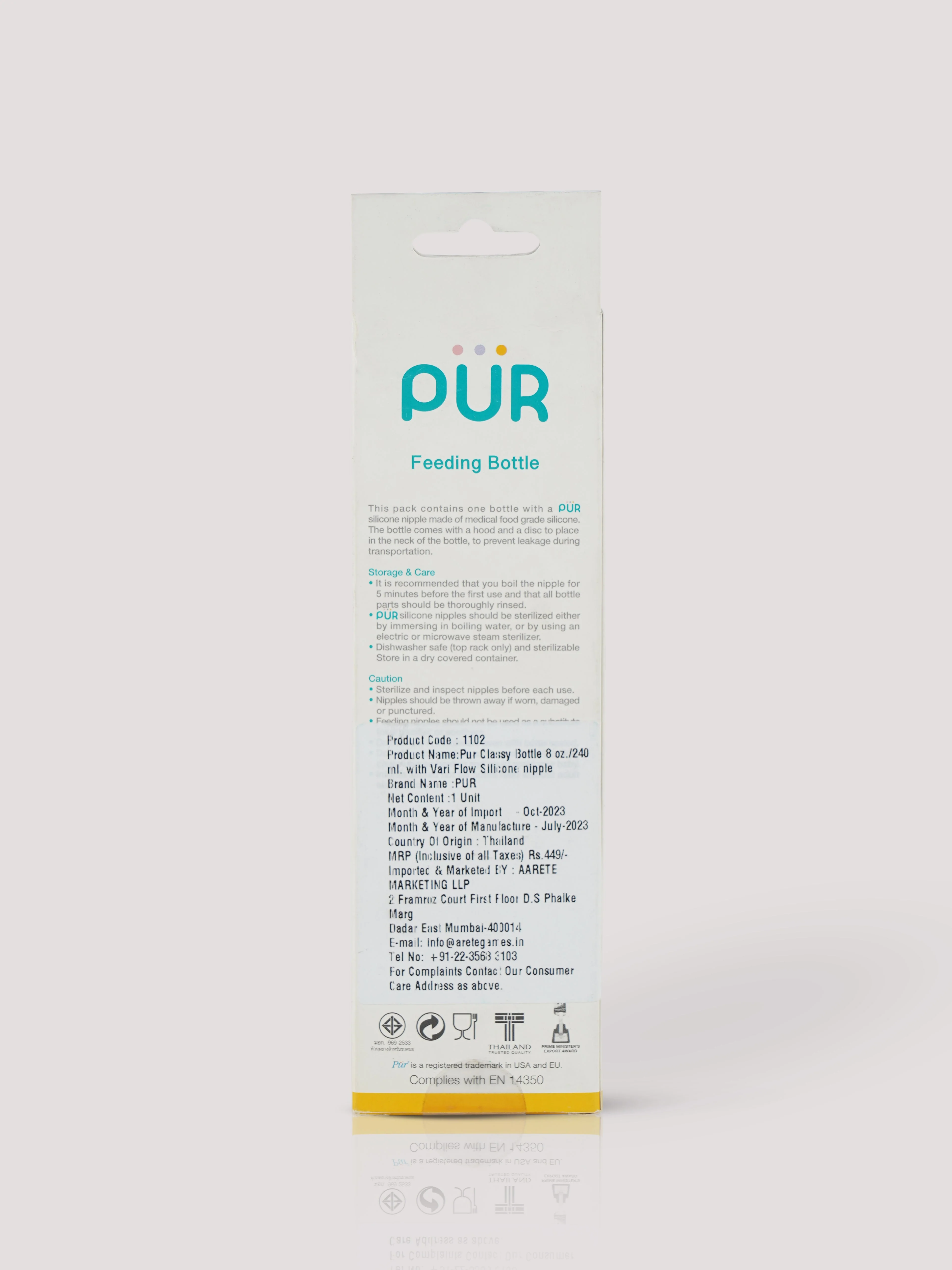 Printed & Narrow Neck Feeding Bottle- 250ml (color may vary depending on availability) - Image 5