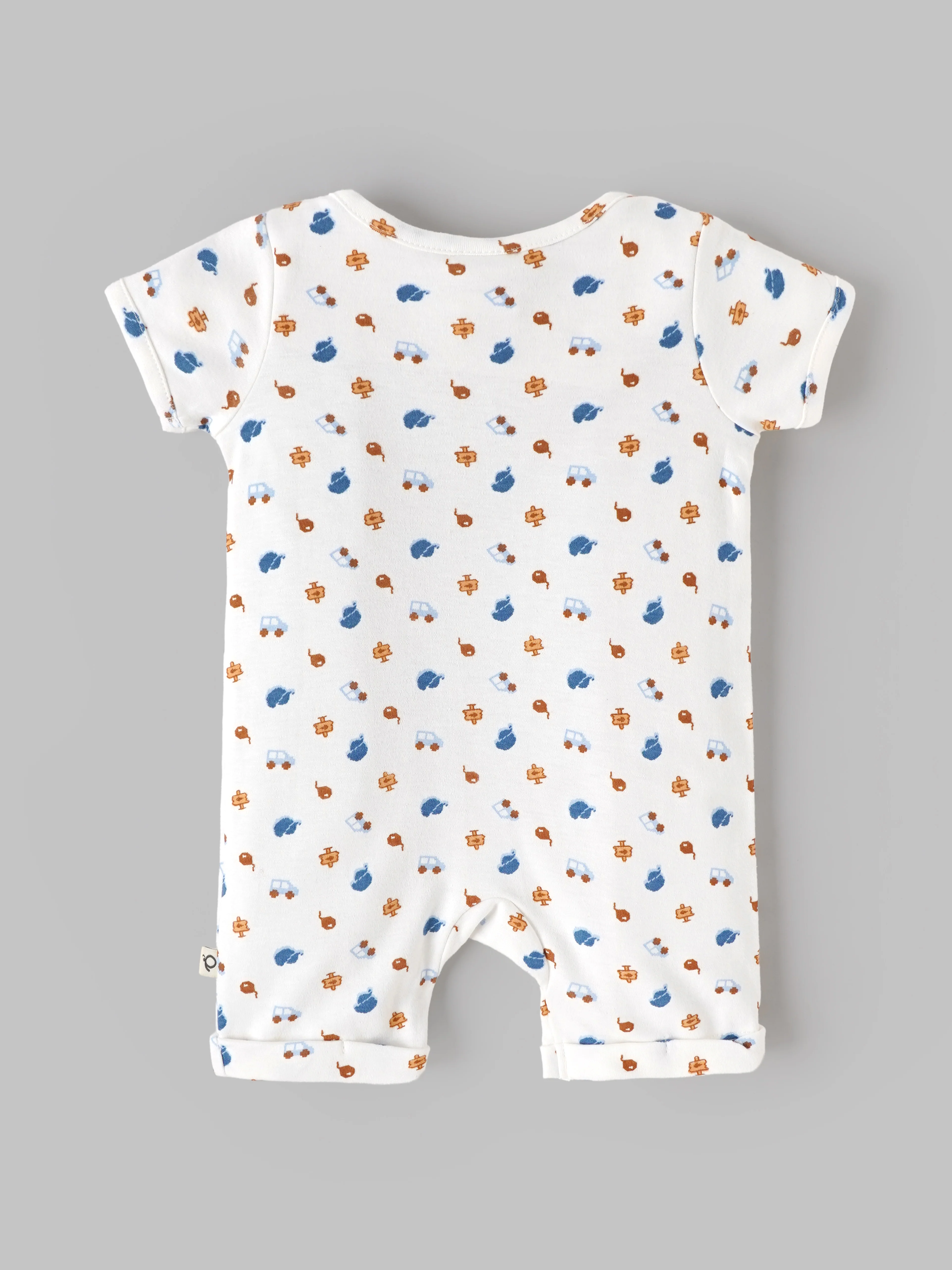 Popees Baby Organic Bamboo Cotton Printed Unisex Romper | White | Tiny Baby to 6 Months - Image 3