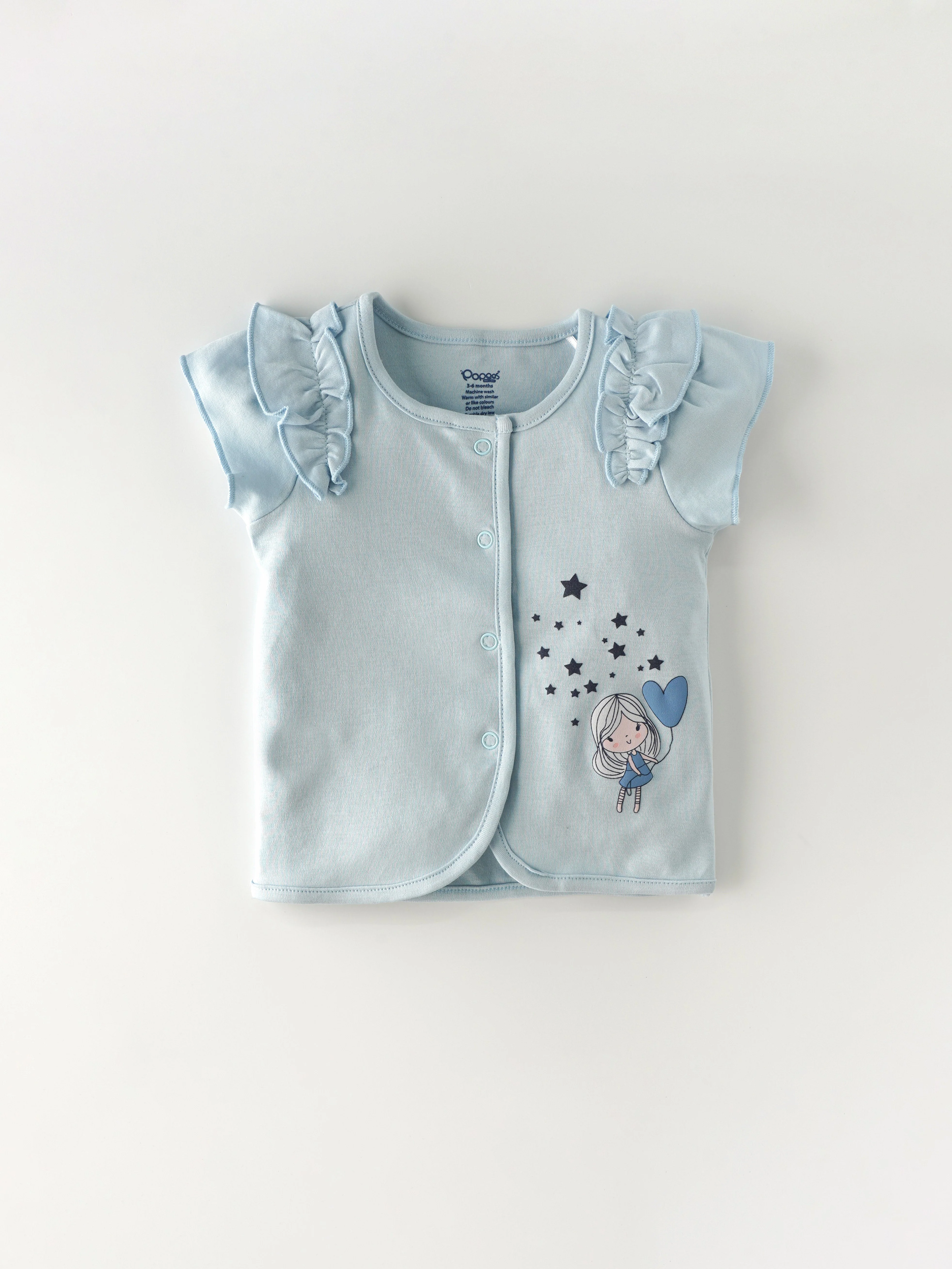 Popees Short Sleeve Printed Front Open Jhabla Top (3–36Months) for Baby Girls