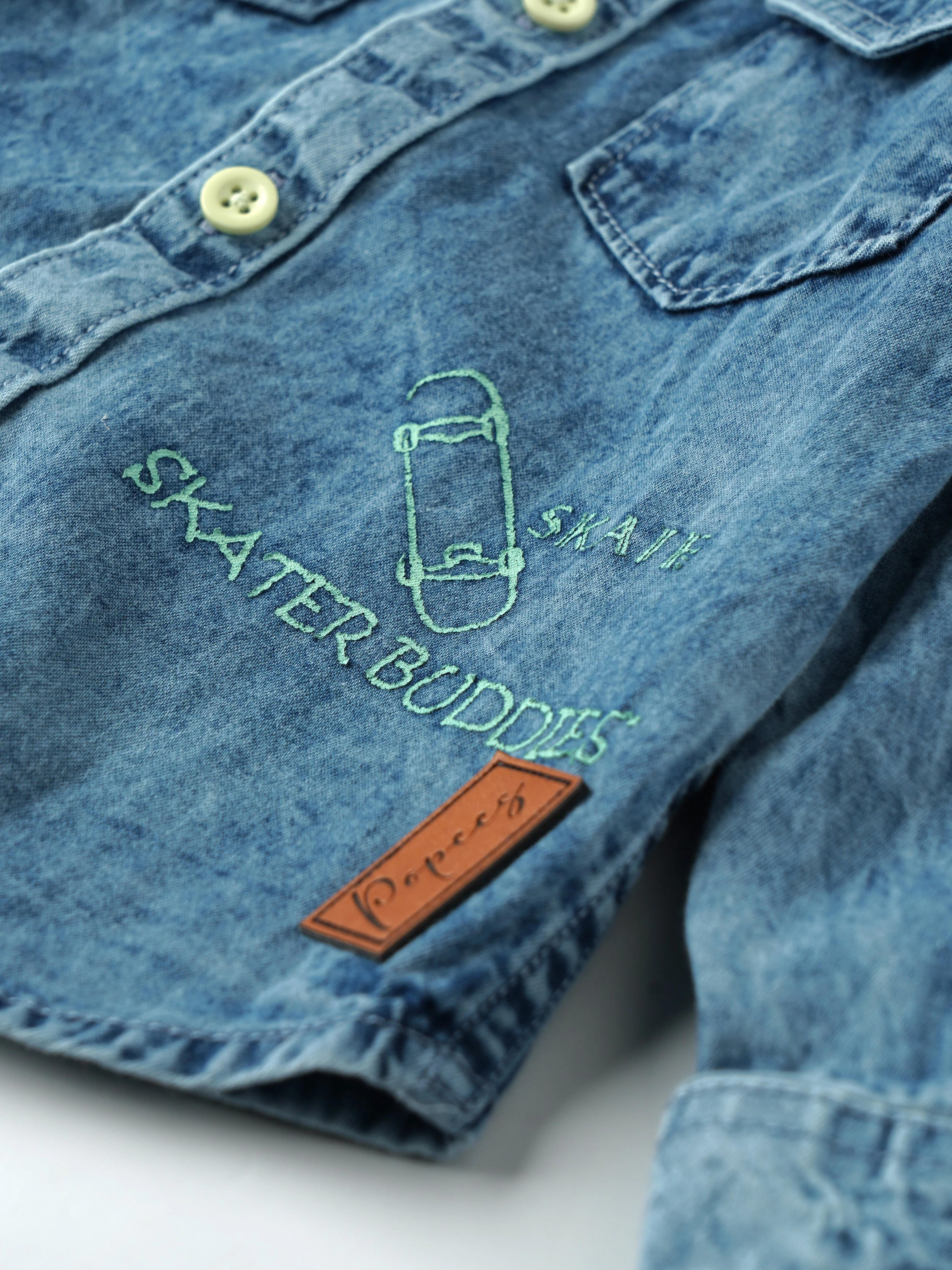 Popees Stylish Full Sleeve Denim shirt (1-8 Years) for Boys - Image 3